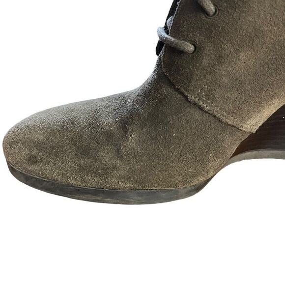 Franco Sarto Weston Gray Suede Leather Wedge Ankle Booties Boots Shoes sz 8.5 - Picture 5 of 16